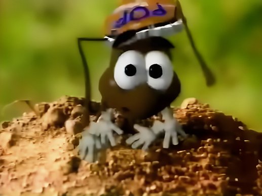 Heinz &rsquo;Ants&rsquo; (ILM): a computer-animated ant in a cap peeking out of an anthill