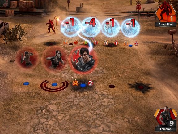 The same battle screen remastered: identical layout, UI and damage numbers, with sharper characters, effects and ground detail