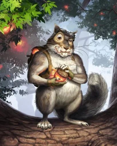 Original Days of Discord card painting of Crackjaw, a squirrel character